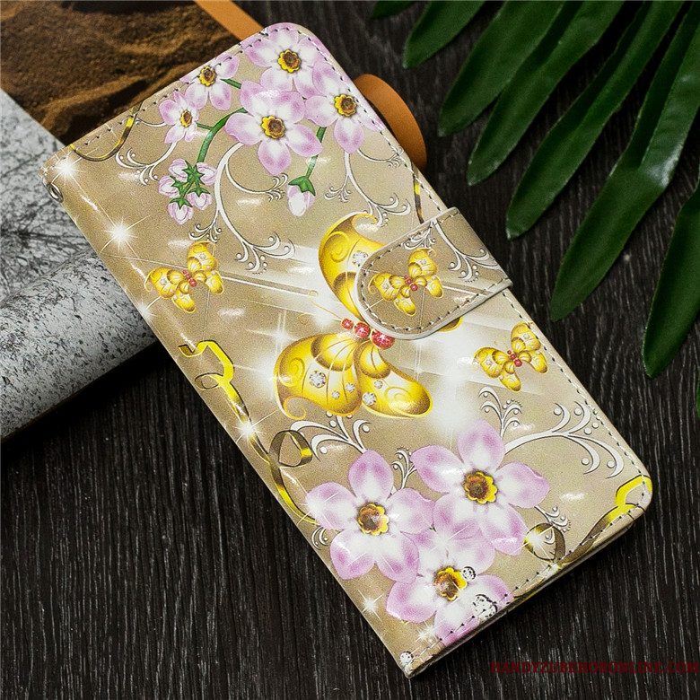 Hoesje Huawei Y7 2019 Bescherming Vlindertelefoon, Hoes Huawei Y7 2019 Spotprent Goud Anti-fall