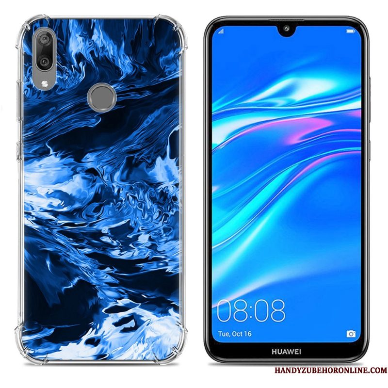 Hoesje Huawei Y7 2019 Zacht Blauw Trend, Hoes Huawei Y7 2019 Scheppend Gasbag Anti-fall