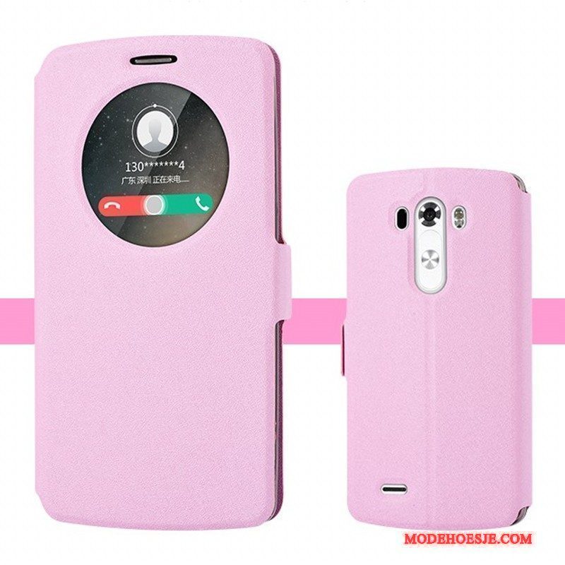 Hoesje Lg G3 Leer Telefoon Roze, Hoes Lg G3 Bescherming Trend Winterslaap