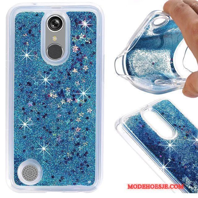 Hoesje Lg K10 2017 Zacht Vloeistof Anti-fall, Hoes Lg K10 2017 Siliconen Drijfzand Blauw