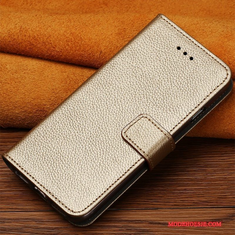 Hoesje Lg V20 Leer Trend Anti-fall, Hoes Lg V20 Folio Goud Pas