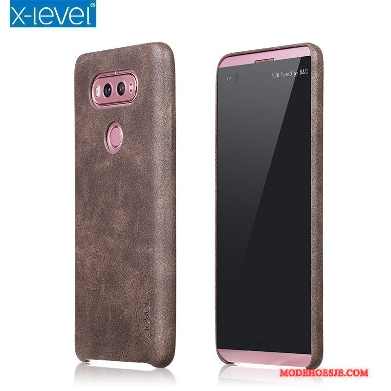 Hoesje Lg V20 Leer Trend Bedrijf, Hoes Lg V20 Vintage Dun Anti-fall