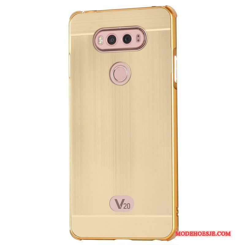 Hoesje Lg V20 Metaal Goud Trend, Hoes Lg V20 Bescherming Omlijstingtelefoon