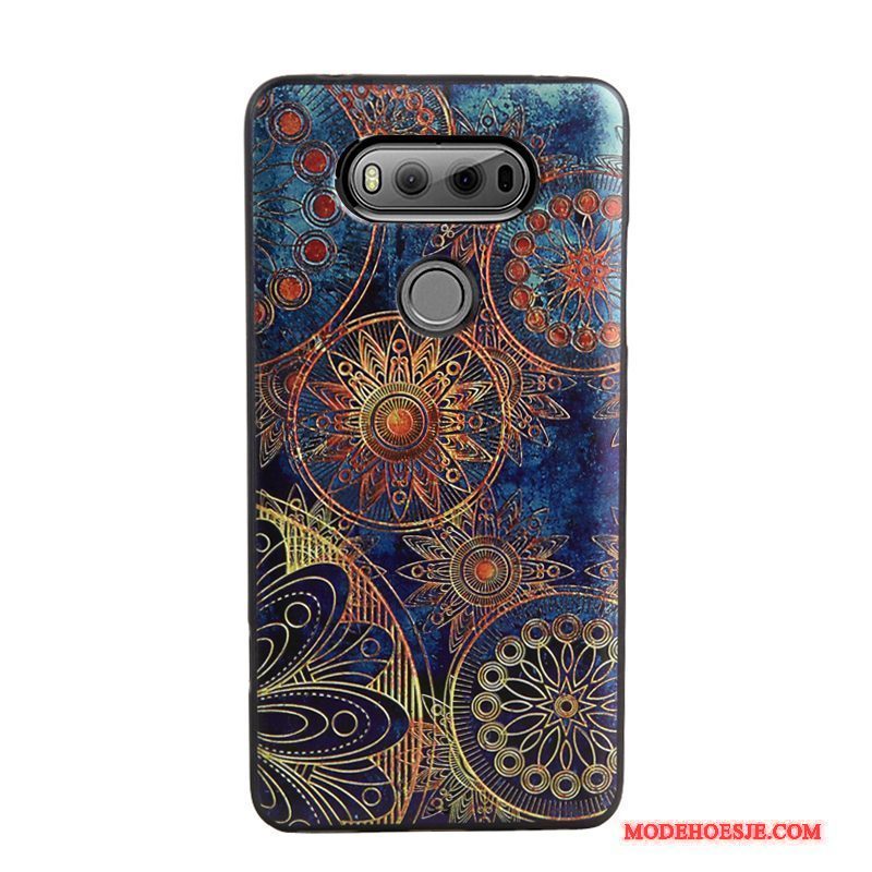 Hoesje Lg V20 Spotprent Telefoon Blauw, Hoes Lg V20 Geschilderd Trend