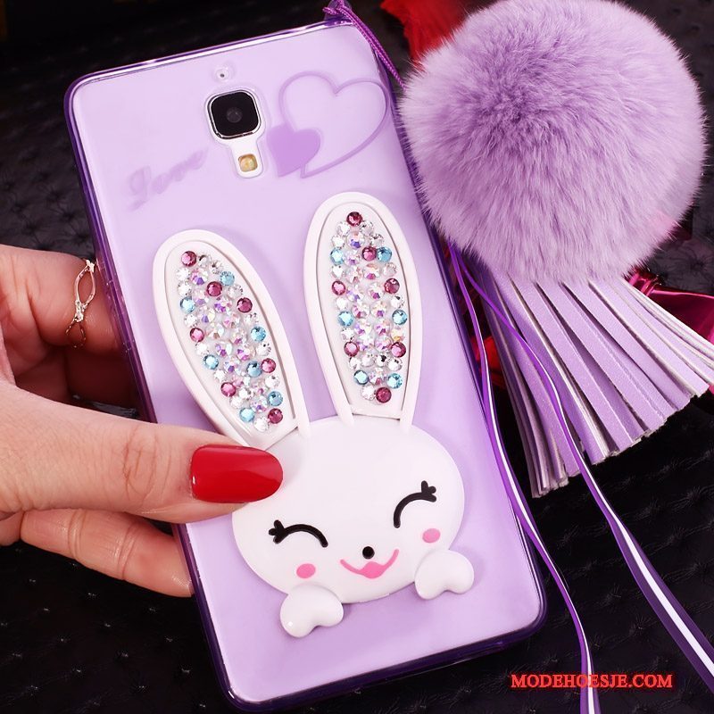 Hoesje Mi 4 Spotprent Telefoon Purper, Hoes Mi 4 Siliconen Mini Hanger