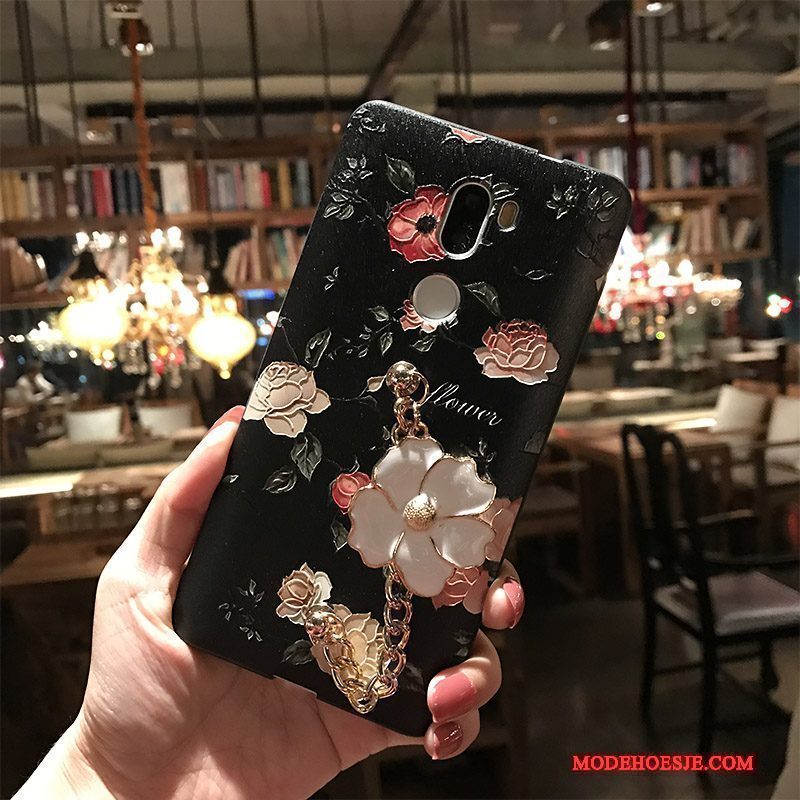 Hoesje Mi 5 Bescherming Bloemen Schrobben, Hoes Mi 5 Zacht Telefoon Zwart