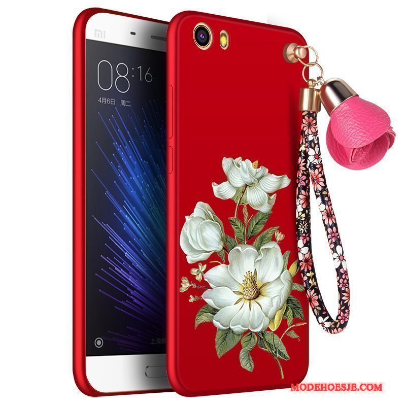 Hoesje Mi 5 Bescherming Rood Hanger, Hoes Mi 5 Anti-falltelefoon