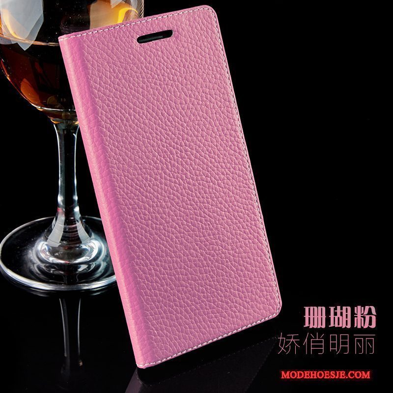 Hoesje Mi 5 Folio Mini Anti-fall, Hoes Mi 5 Leer Roze Dun