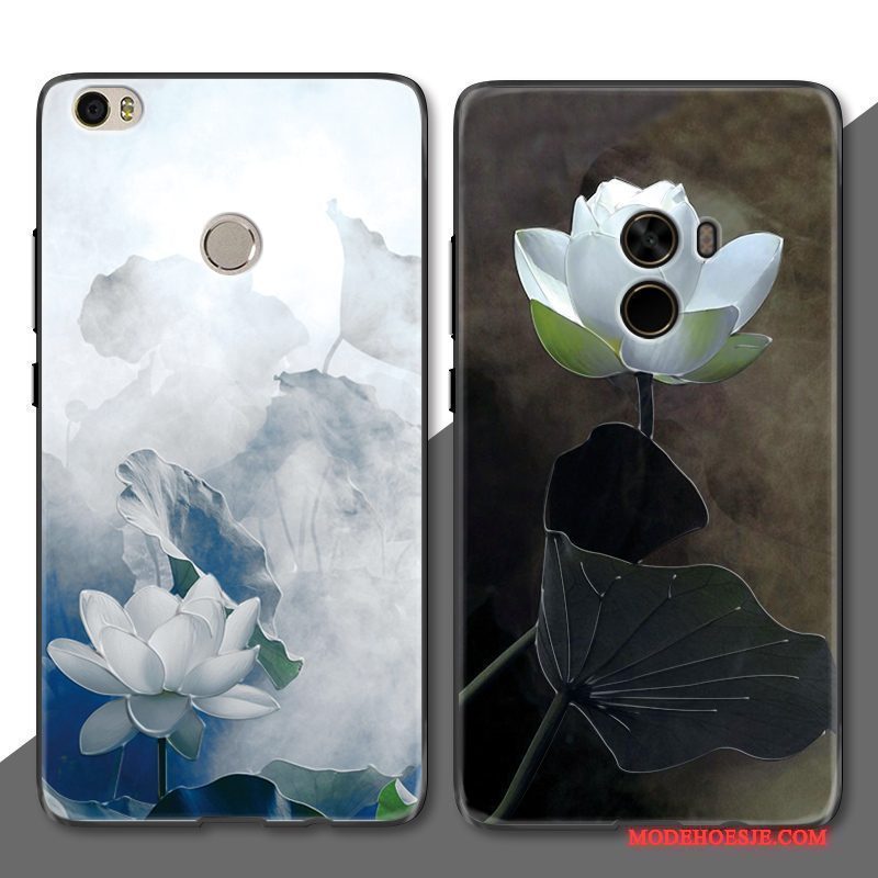 Hoesje Mi Max 2 Vintage Eenvoudige Mini, Hoes Mi Max 2 Mode Zwart Bloemen