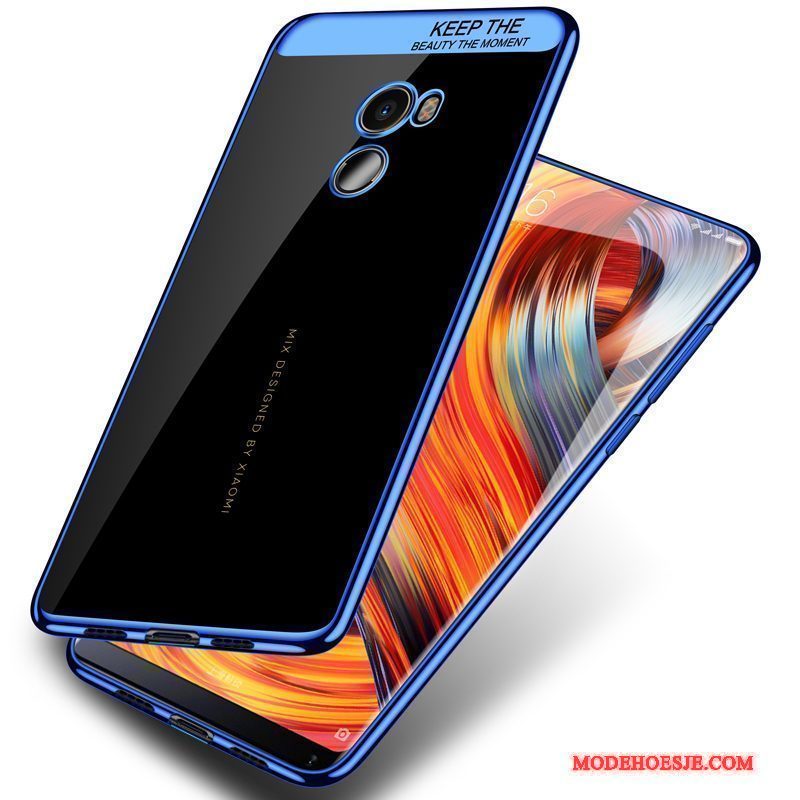 Hoesje Mi Mix 2 Scheppend Schrobben Blauw, Hoes Mi Mix 2 Siliconen Doorzichtig Dun