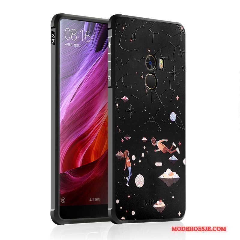 Hoesje Mi Mix 2 Zacht Mini Anti-fall, Hoes Mi Mix 2 Spotprent Zwarttelefoon