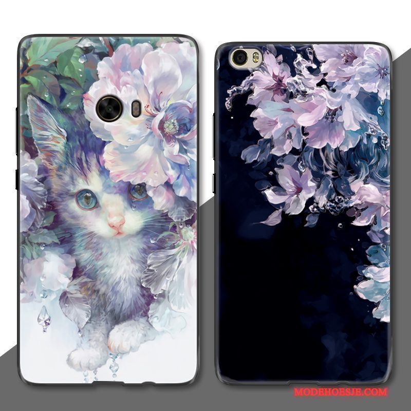 Hoesje Mi Note 2 Luxe Zwarttelefoon, Hoes Mi Note 2 Scheppend Bloemen Mini