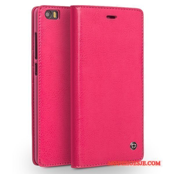 Hoesje Mi Note Folio Rood Mini, Hoes Mi Note Leer Telefoon