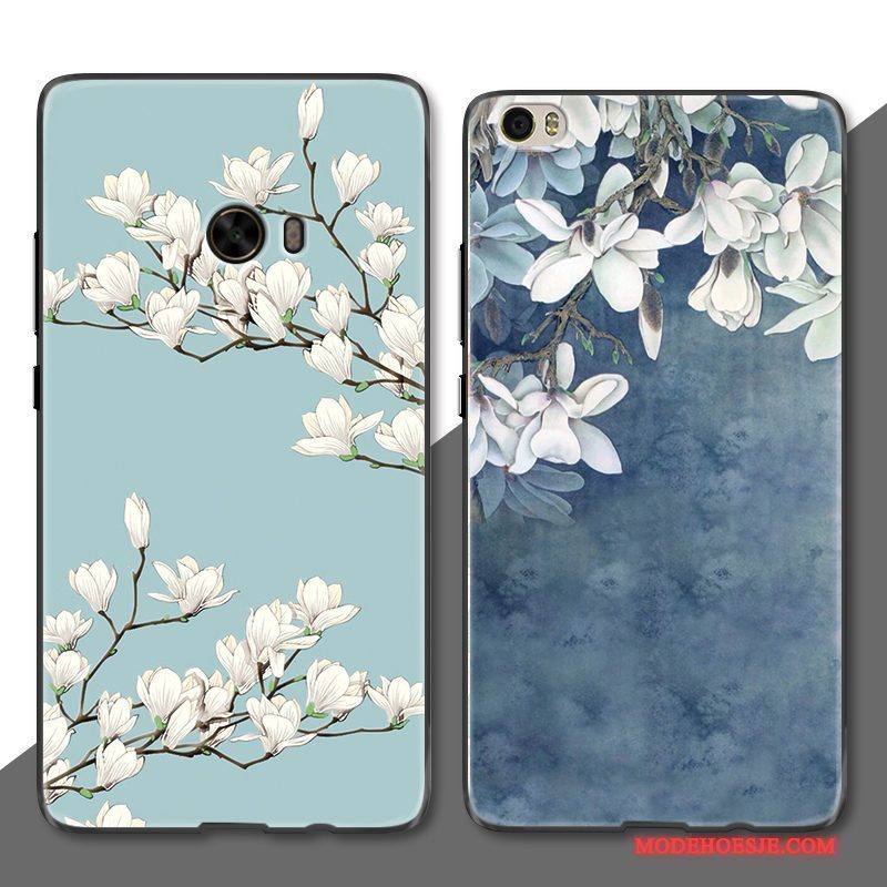 Hoesje Mi Note Mode Bloemen Kunst, Hoes Mi Note Bescherming Blauw Anti-fall