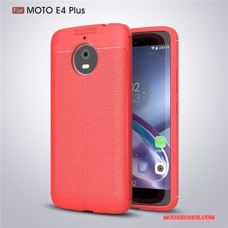 Hoesje Moto E4 Plus Bescherming Telefoon Rood, Hoes Moto E4 Plus Zacht Anti-fall