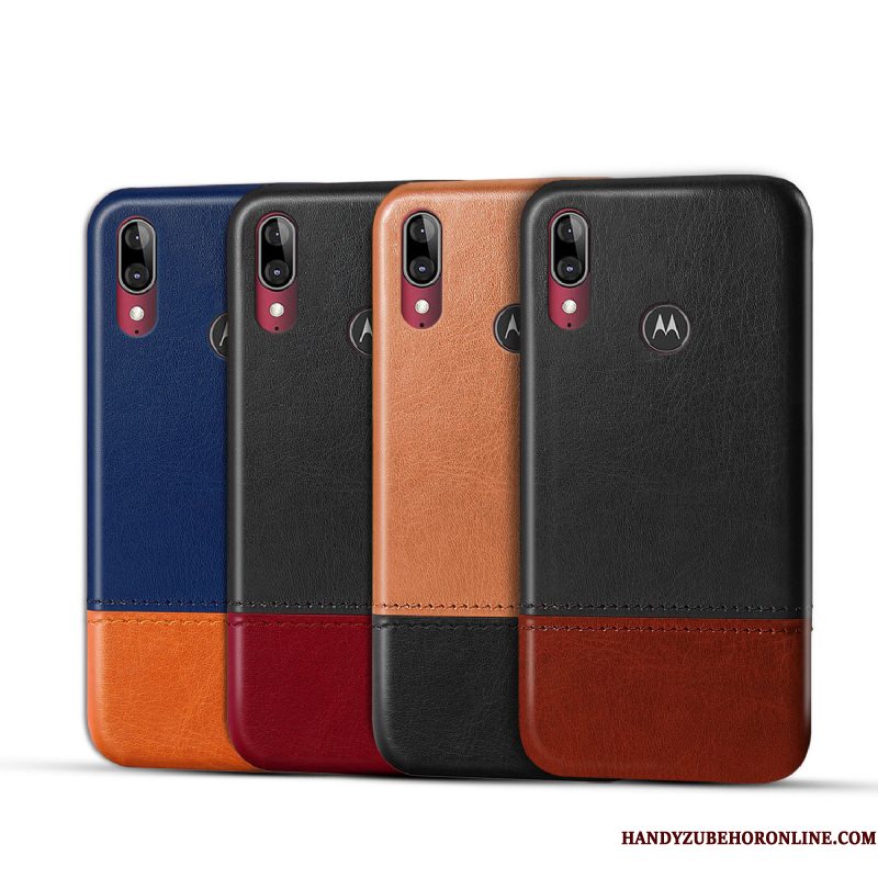 Hoesje Moto E6 Plus Leer Telefoon Zwart, Hoes Moto E6 Plus Bescherming