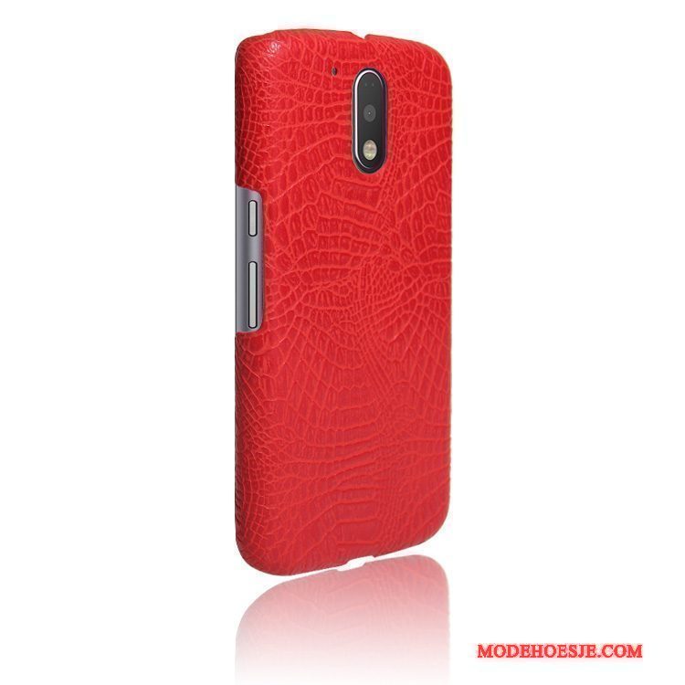 Hoesje Moto G4 Play Leer Rood Anti-fall, Hoes Moto G4 Play Bescherming Hard Kwaliteit