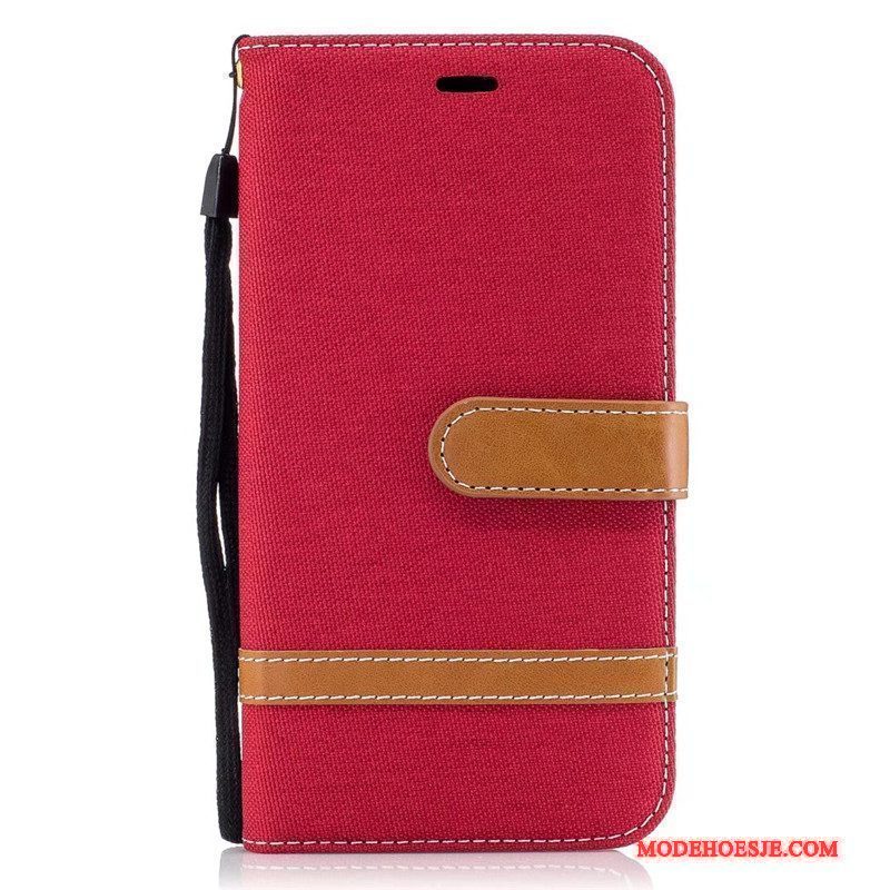 Hoesje Moto G5 Folio Trend Rood, Hoes Moto G5 Portemonnee Denim