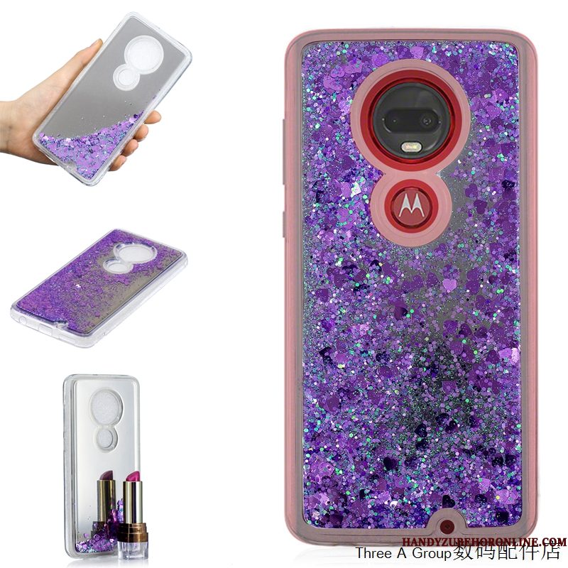 Hoesje Moto G7 Plus Scheppend Telefoon Anti-fall, Hoes Moto G7 Plus Zakken Trend Purper