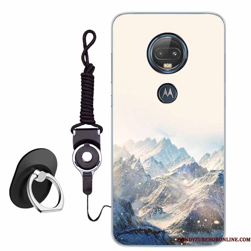 Hoesje Moto G7 Plus Scheppend Wittelefoon, Hoes Moto G7 Plus Zacht Anti-fall Chinese Stijl