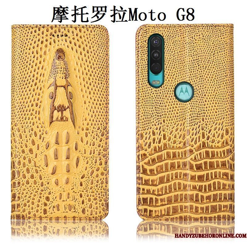 Hoesje Moto G8 Bescherming Anti-fall Geel, Hoes Moto G8 Zakken Telefoon