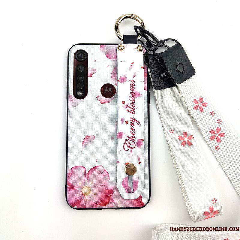 Hoesje Moto G8 Plus Ondersteuning Bloemen Vers, Hoes Moto G8 Plus Zacht Telefoon Wit