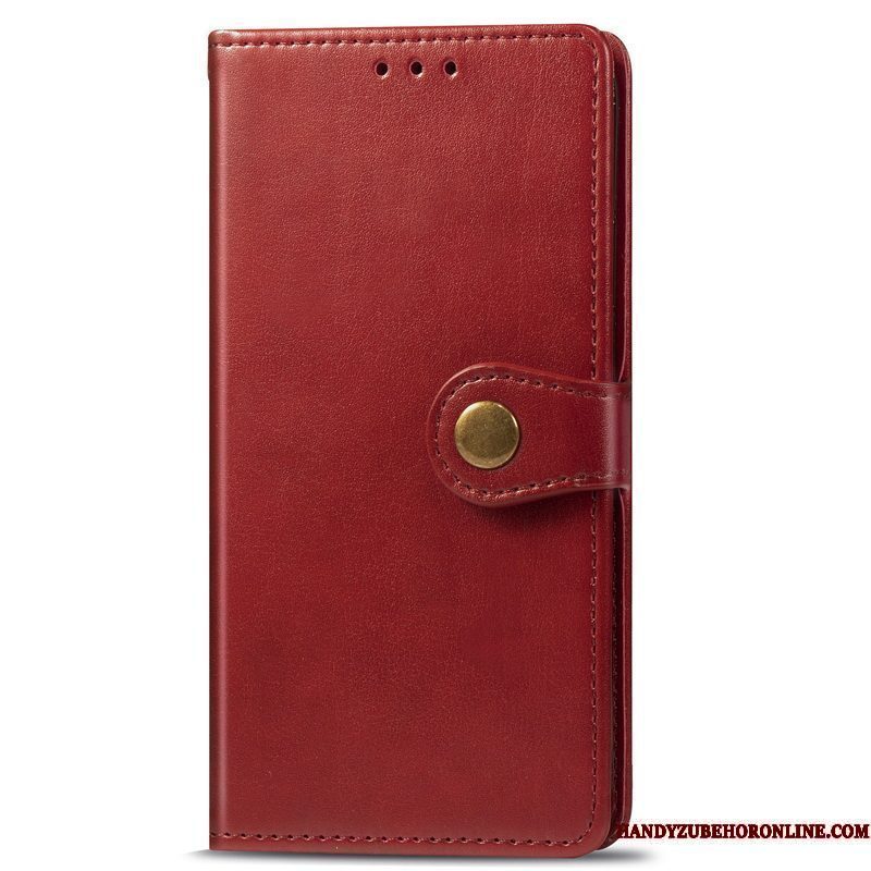 Hoesje Moto G8 Power Leer Bedrijf Effen Kleur, Hoes Moto G8 Power Folio Rood Eenvoudige