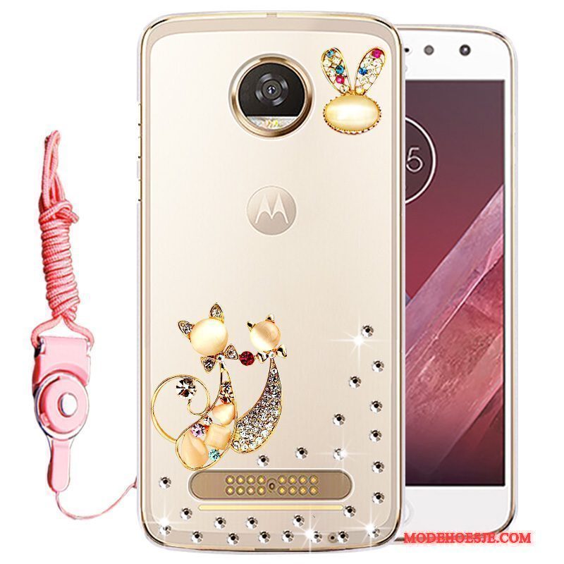 Hoesje Moto Z Play Siliconen Telefoon Anti-fall, Hoes Moto Z Play Strass Goud