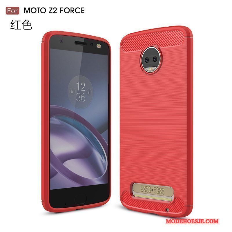Hoesje Moto Z2 Force Edition Siliconen Voor Rood, Hoes Moto Z2 Force Edition Zakken Telefoon Anti-fall