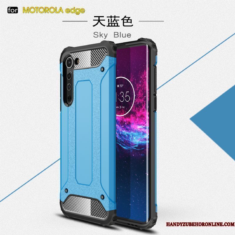 Hoesje Motorola Edge Blauw Drie Verdedigingen, Hoes Motorola Edge Anti-falltelefoon