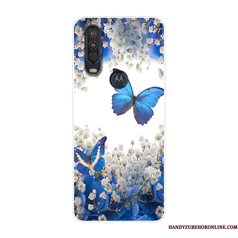 Hoesje Motorola One Action Siliconen Anti-fall Blauw, Hoes Motorola One Action Zakken Telefoon