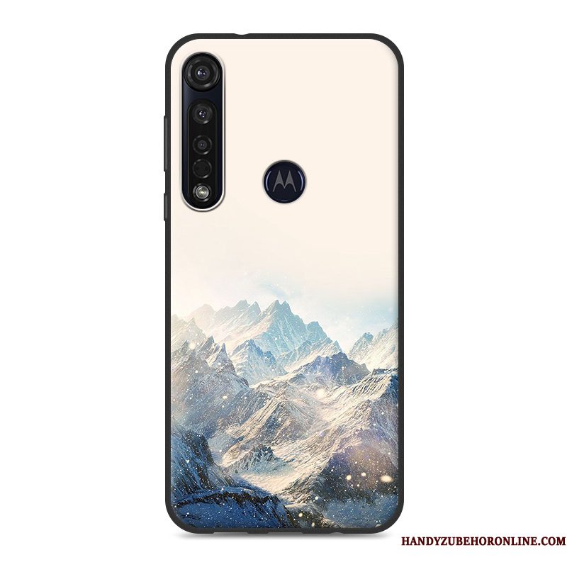 Hoesje Motorola One Macro Zacht Eenvoudige Wit, Hoes Motorola One Macro Siliconen Landschaptelefoon