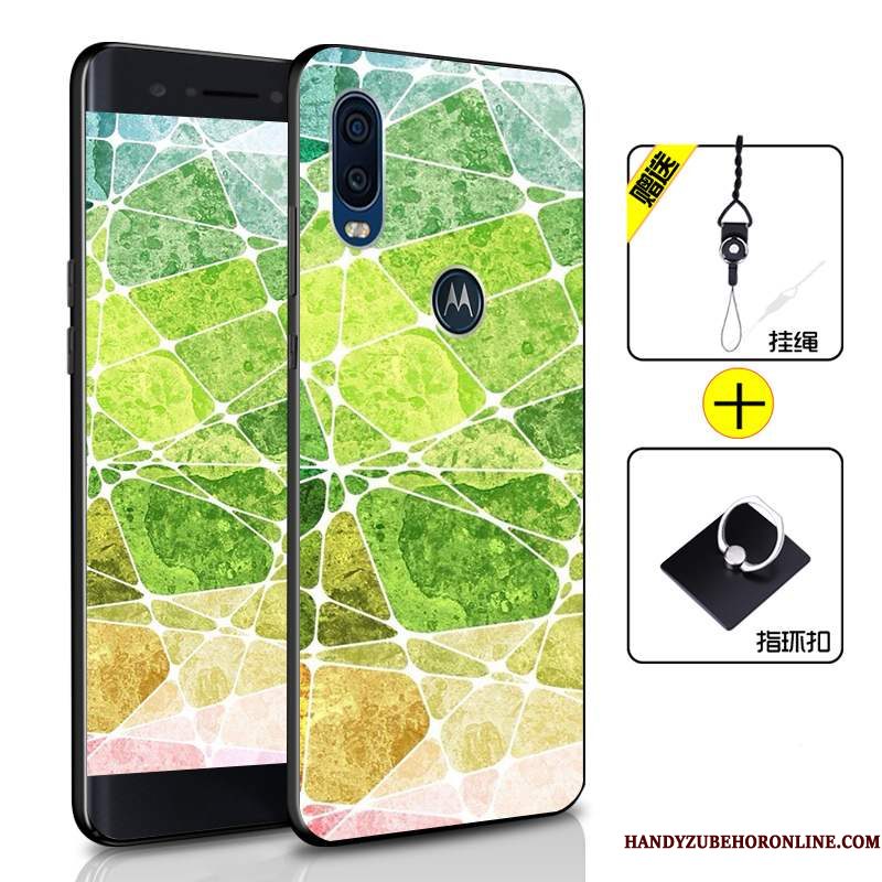 Hoesje Motorola One Vision Bescherming Anti-falltelefoon, Hoes Motorola One Vision Zacht Groen