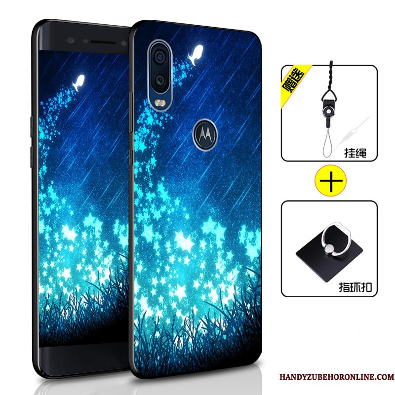 Hoesje Motorola One Vision Bescherming Telefoon Anti-fall, Hoes Motorola One Vision Zacht Donkerblauw