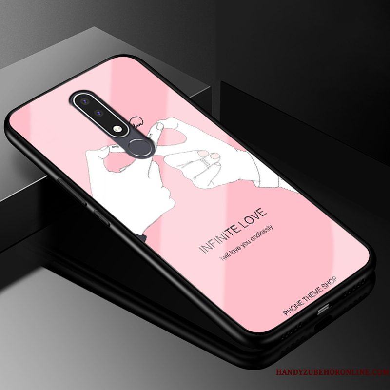 Hoesje Nokia 3.1 Plus Bescherming Telefoon Glas, Hoes Nokia 3.1 Plus Siliconen Roze Anti-fall