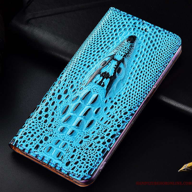 Hoesje Nokia 4.2 Leer Telefoon Krokodil, Hoes Nokia 4.2 Folio Blauw