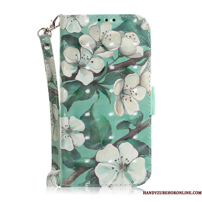 Hoesje Nokia 5.1 Plus Folio Telefoon Groen, Hoes Nokia 5.1 Plus Leer Bloemen Lelie