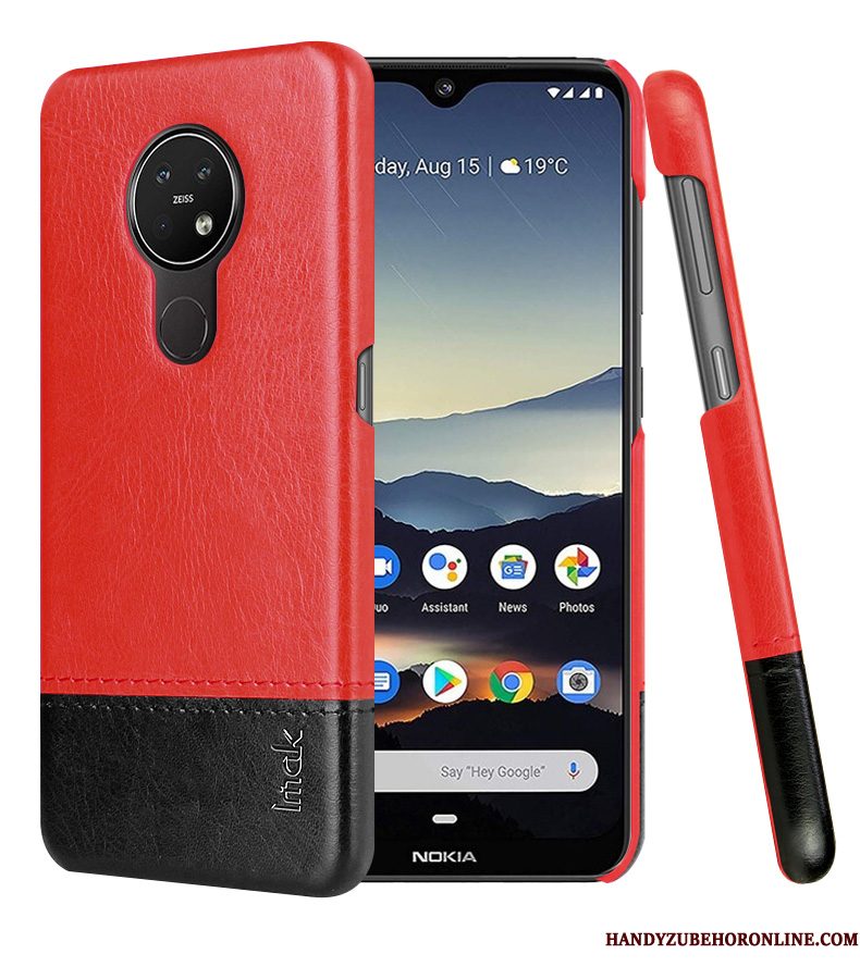 Hoesje Nokia 6.2 Leer Telefoon Eenvoudige, Hoes Nokia 6.2 Bescherming Rood