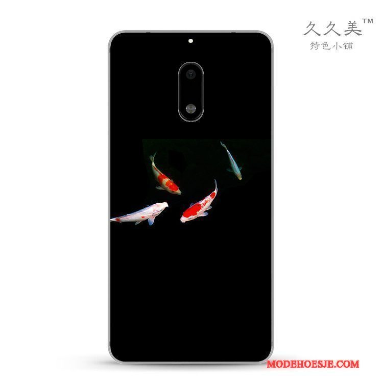 Hoesje Nokia 6 Siliconen Telefoon Chinese Stijl, Hoes Nokia 6 Zacht Anti-fall Zwart