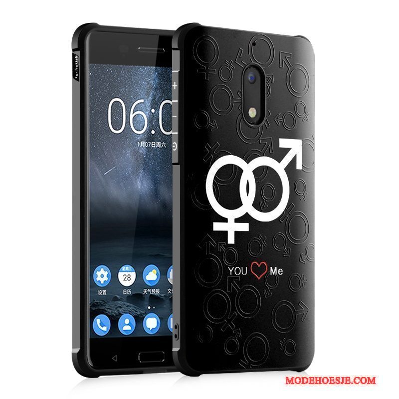 Hoesje Nokia 6 Siliconen Telefoon Trend, Hoes Nokia 6 Zacht Zwart Anti-fall