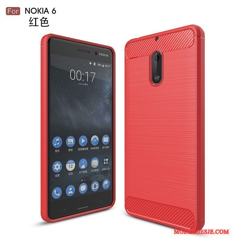 Hoesje Nokia 6 Zacht Roodtelefoon, Hoes Nokia 6 Zakken Anti-fall