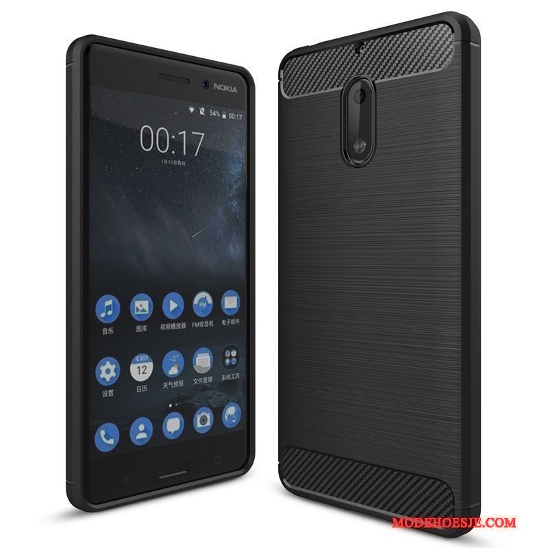 Hoesje Nokia 6 Zacht Telefoon Anti-fall, Hoes Nokia 6 Siliconen Zijde Fiber