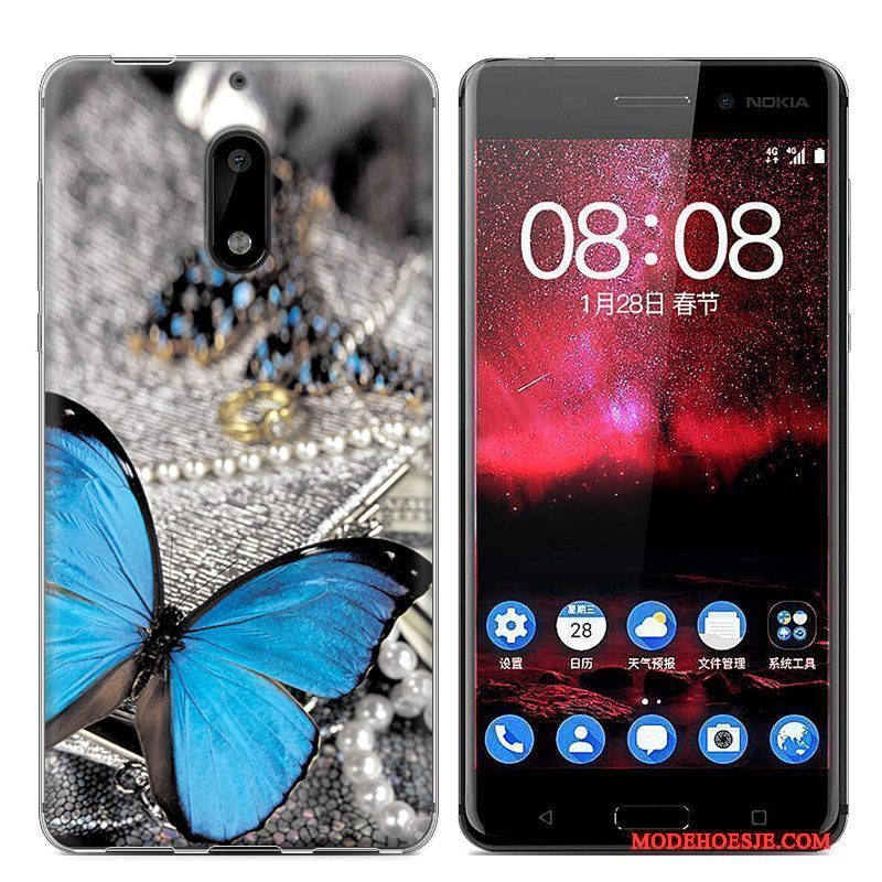 Hoesje Nokia 6 Zacht Trendtelefoon, Hoes Nokia 6 Bescherming Blauw