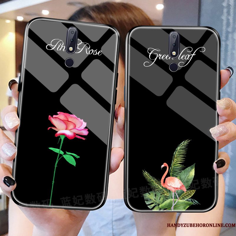 Hoesje Nokia 7.1 Zakken Kunst Bloemen, Hoes Nokia 7.1 Telefoon Glas