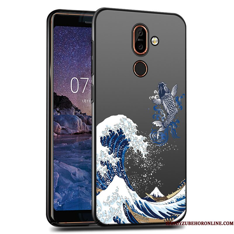 Hoesje Nokia 7 Plus Bescherming Zwart Hard, Hoes Nokia 7 Plus Anti-falltelefoon