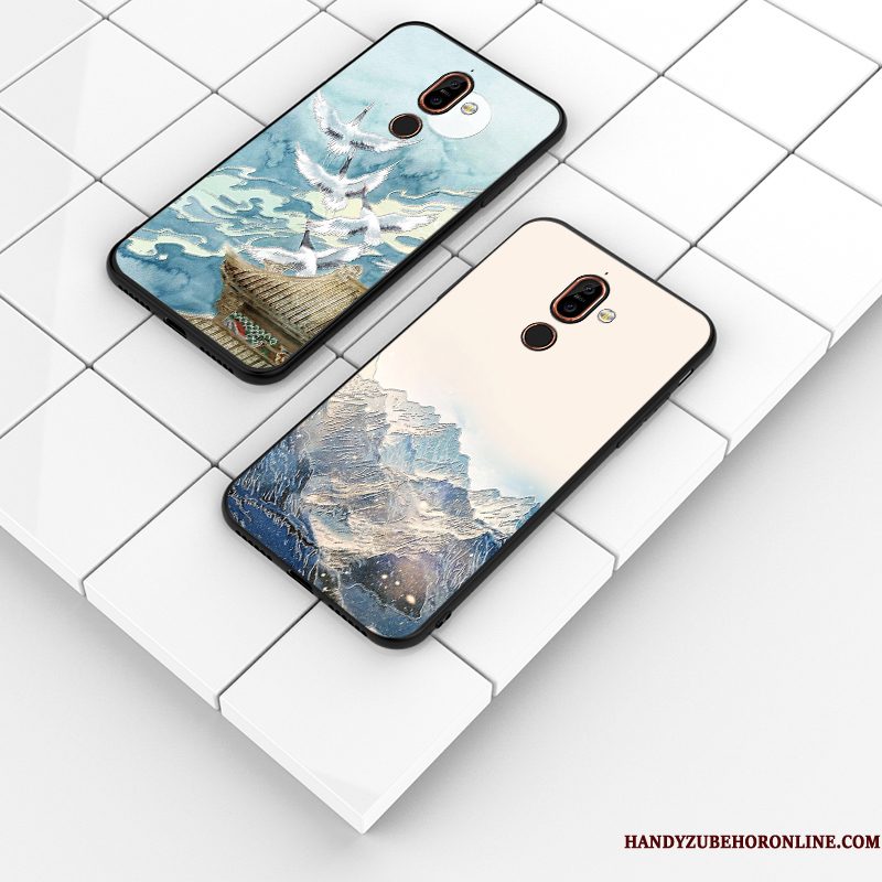 Hoesje Nokia 7 Plus Siliconen Schrobben Blauw, Hoes Nokia 7 Plus Zacht Telefoon Pas