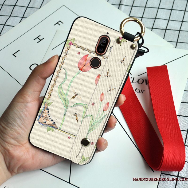 Hoesje Nokia 7 Plus Zacht Hanger Bloemen, Hoes Nokia 7 Plus Siliconen Vlinder Anti-fall