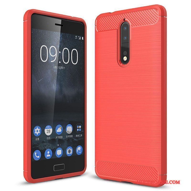 Hoesje Nokia 8 Zacht Fiber Rood, Hoes Nokia 8 Bescherming Telefoon