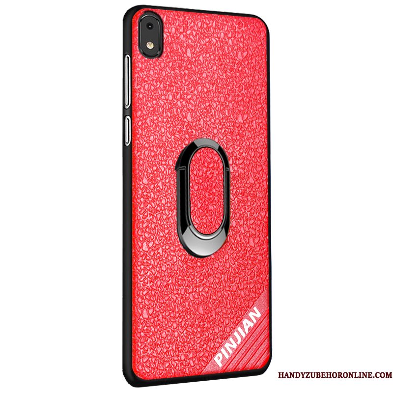 Hoesje Redmi 7a Leer Schrobben Antislip, Hoes Redmi 7a Siliconen Patroon Rood