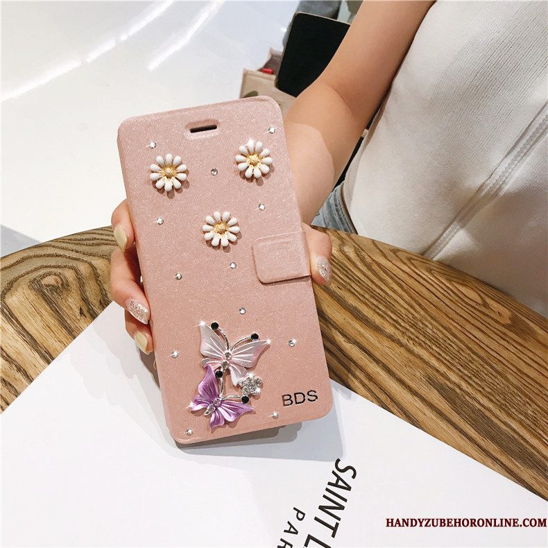 Hoesje Redmi 9 Zacht Hanger Anti-fall, Hoes Redmi 9 Folio Roze Tempereren